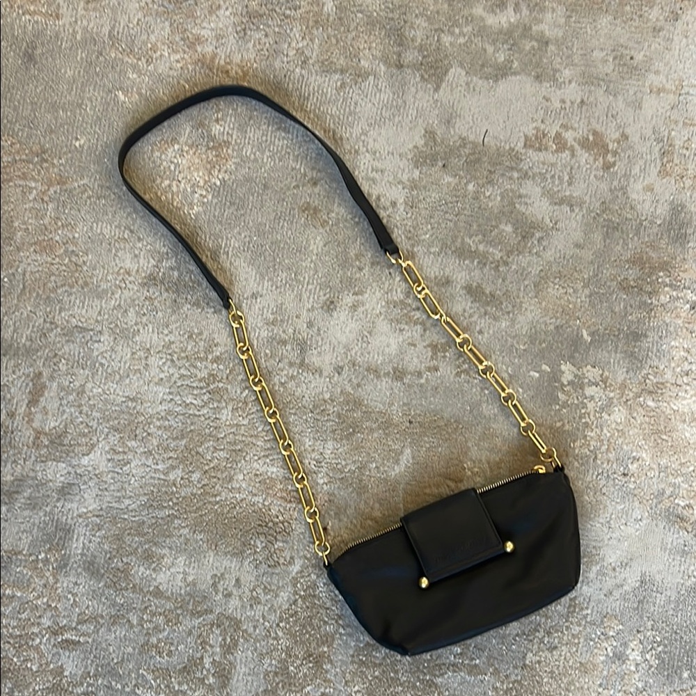Vince Camuto Black and Gold Crossbody Bag with Chain Strap